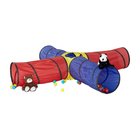 Iso lasten leikkitunneli 4 putkella 45x250x250cm, punainen/sininen/keltainen