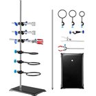 Teräksinen laboratorioteline tuilla, 60 cm, valurautainen jalusta