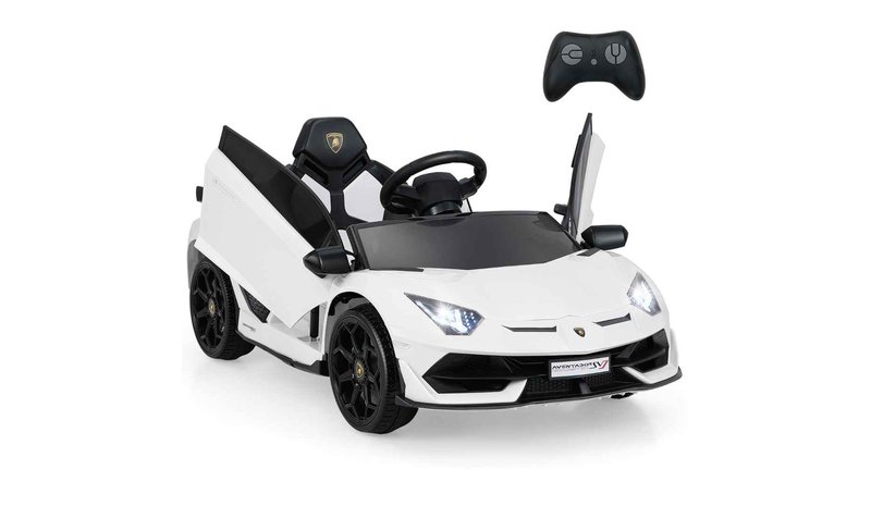 Lasten sähköauto 107x64x46cm, valkoinen/musta väri – kuva 1/1
