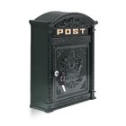 Vintage-postilaatikko 44,5x31x95cm, väri vihreä/kulta
