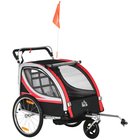 Lasten pyörän peräkärry Homcom 142x75x101cm, musta/punainen