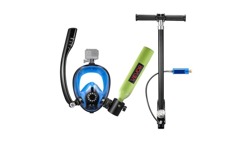 Mini-sukelluspullo VEVOR, 0,5 l maskilla ja pumpulla, Ø60 × 300 mm – kuva 1/1