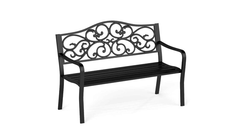 Puutarhapenkin 128x62x89cm, musta väri – kuva 1/1