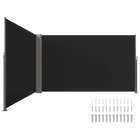 Sisäänvedettävä alumiininen sivumarkiisi, 71" x 236", musta, vedenpitävä