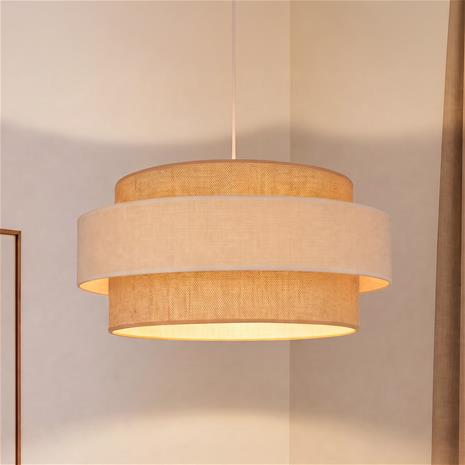Space-riippuvalo, beige/kerma, 1-lamppuinen, tekstiili, E27