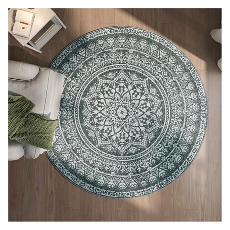 Pyöreä boho-tyylinen matto, 160 cm, tummanharmaa – kuva 3/3