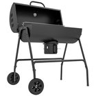 Outsunny puuhiiligrilli metallista BBQ savustin kannella lämpömittarilla pyörät säädettävä puuhiililokero kahva, mobiili grilli vaunu hiiligrilli, hiiligrilli grilli grillaukseen retkeilyyn, terassi, 95x71.5x102 cm, 95x71.5x102 cm