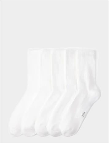 Lindex Sock 5 Pack Solid Sporty - White - 31/33