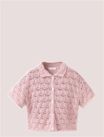 Mango Openwork Knit Cardigan - Pink - 13-14 – kuva 2/3
