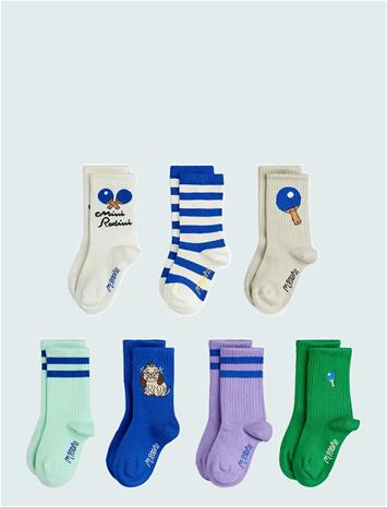 Mini Rodini Table Tennis 7-Pack Socks - Multi/patterned - 32/35