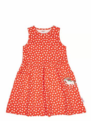Peppi Pitkätossu Pilkullinen Mekko, Punainen, 92
