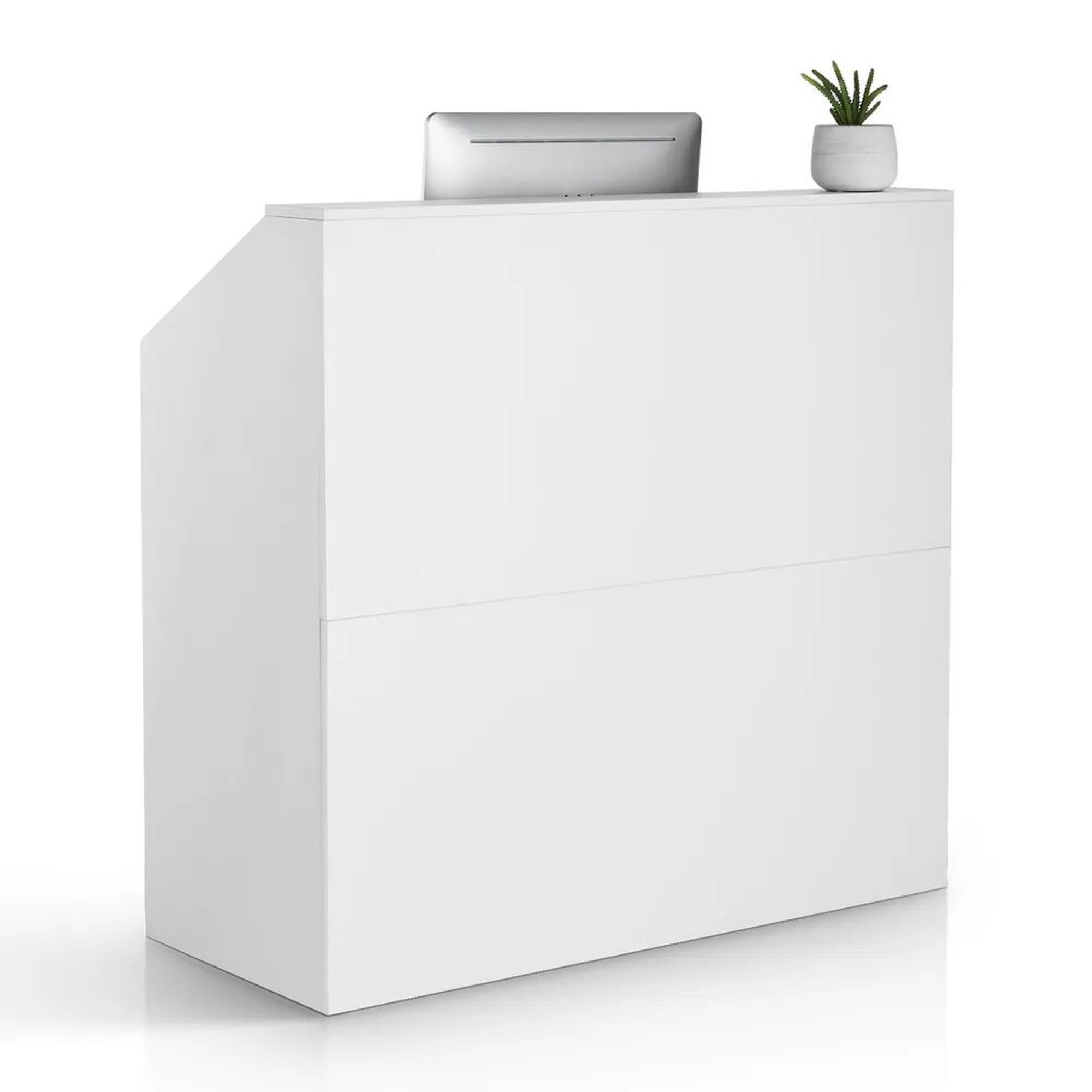 Vastaanottotiski, suorakaiteen muotoinen, valkoinen, 117 x 51 x 111 cm, toimisto- ja vähittäismyyntikäyttöön