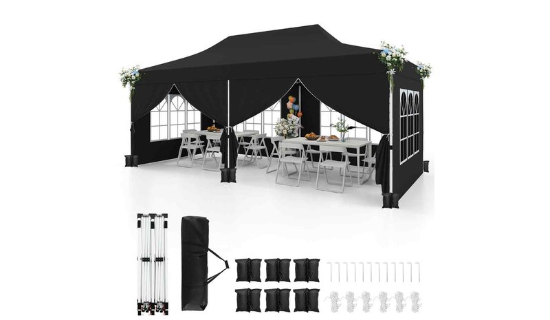 Paviljonki 600x300x316cm, musta väri – kuva 1/1