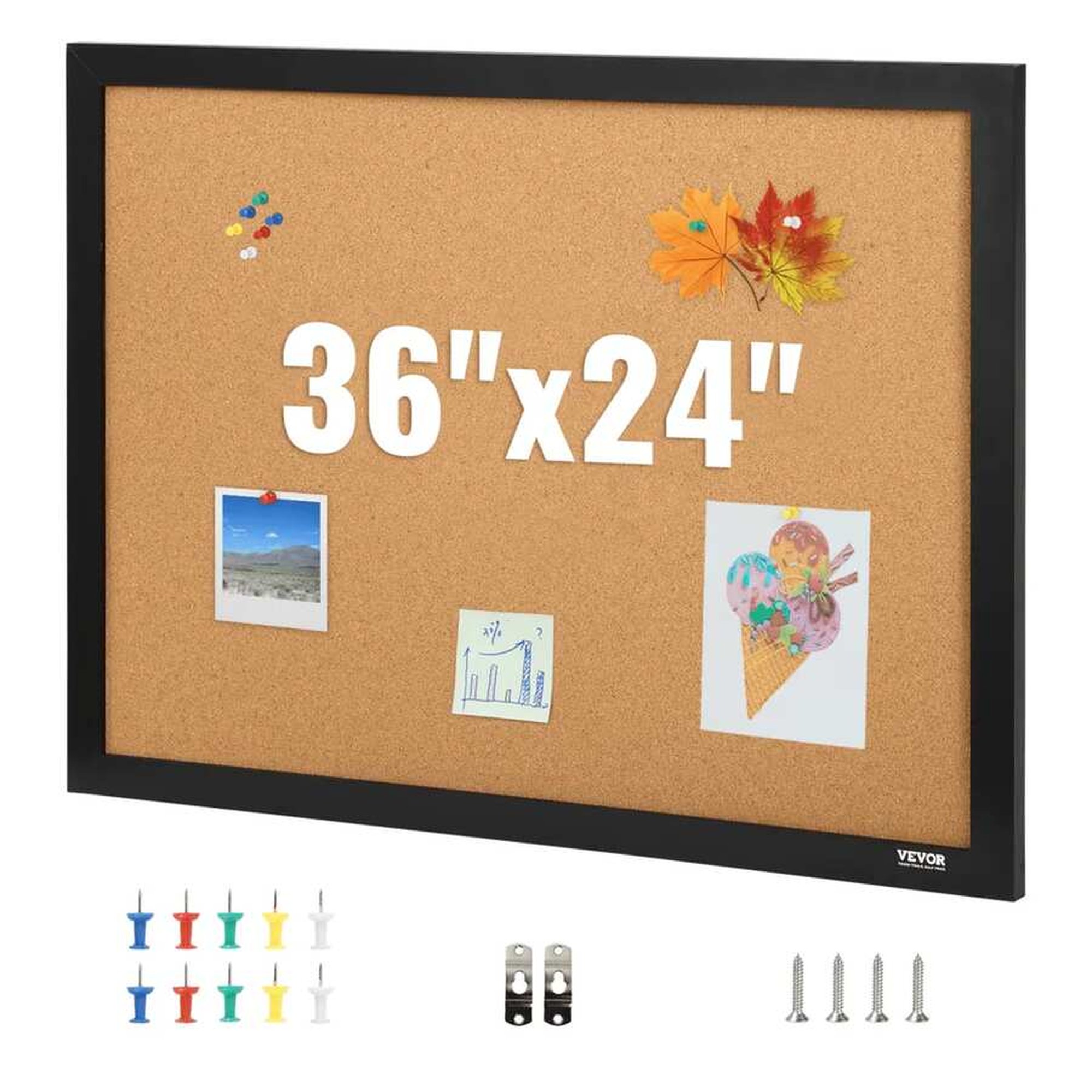 Korkkitaulu 91x61 cm, MDF-kehys ja 10 tappia