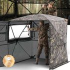 Metsästysmaastokuvioinen teltta 4-5 hengelle, vihreä, läpinäkyvillä kaihtimilla ja kantolaukulla
