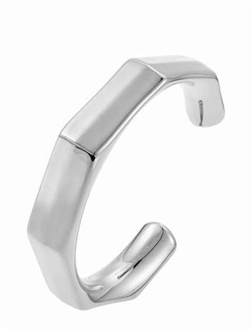 By Jolima Edgy C Shape Bangle - Silver - ONE SIZE 6 cm
