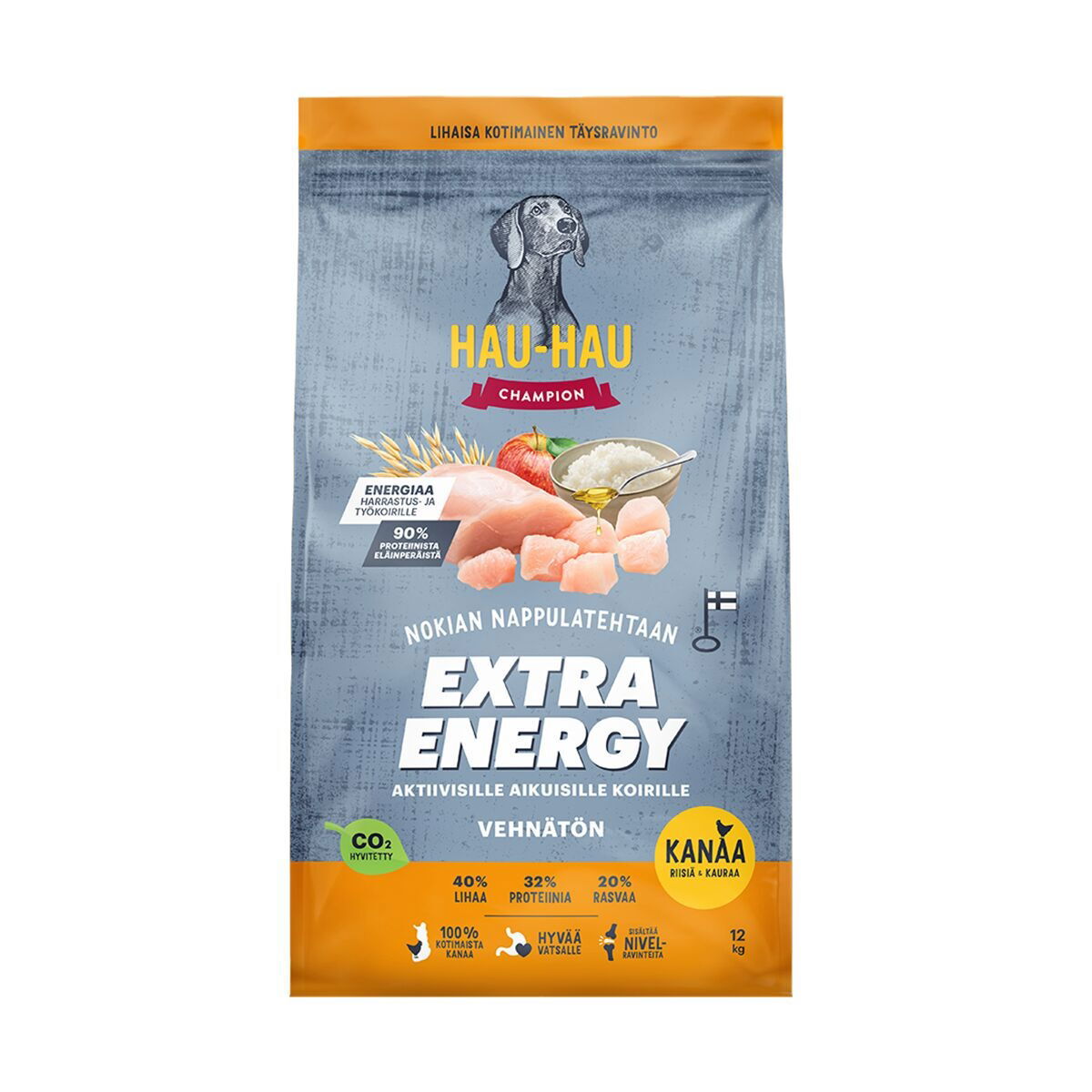 Hau-Hau Champion Extra Energia Kana, riisi ja kaura 12kg
