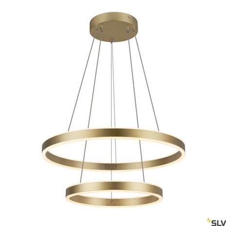 SLV One Double -LED-riippuvalo, messinki, Ø 60 cm