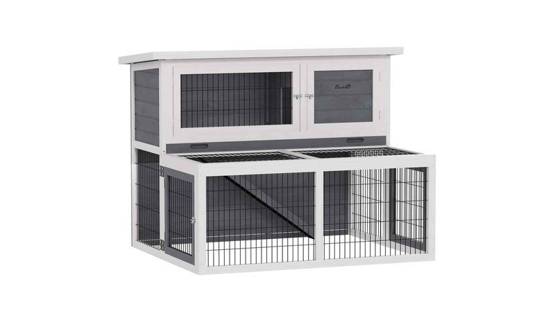 Pienten eläinten häkki PawHut 122x93,5x95cm, harmaa/valkoinen – kuva 1/1