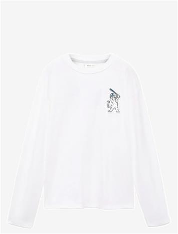 Mango Printed Cotton-Blend T-Shirt - White - 5-6