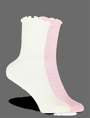 Mango 2 Pack Ribbed Socks - Pink - L