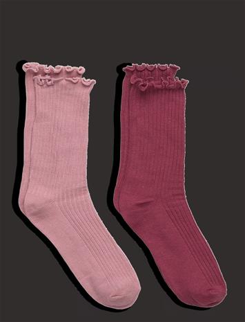 Mango 2 Pack Ribbed Socks - Pink - L