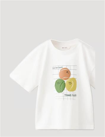 Mango Printed Cotton-Blend T-Shirt - White - 98