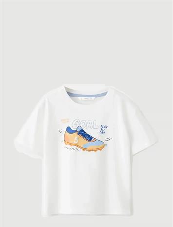 Mango Printed Cotton-Blend T-Shirt - White - 98
