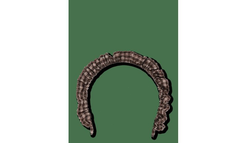 MANGO Vichy Check Flying Headband - BROWN - One Size – kuva 1/2