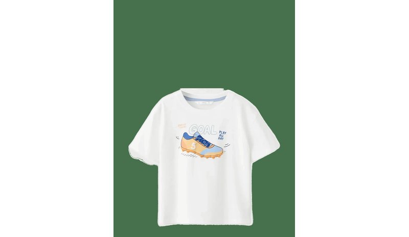 MANGO Printed Cotton-Blend T-Shirt - WHITE - 116