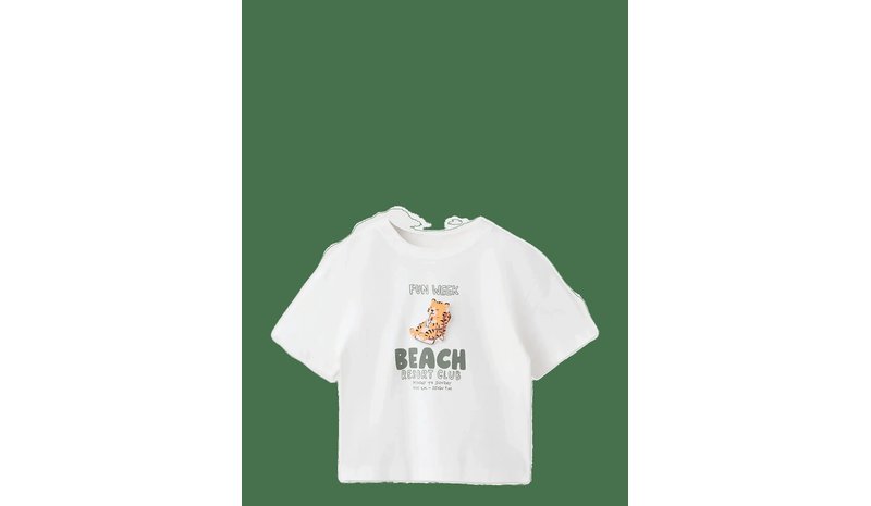 MANGO Printed Cotton-Blend T-Shirt - WHITE - 104