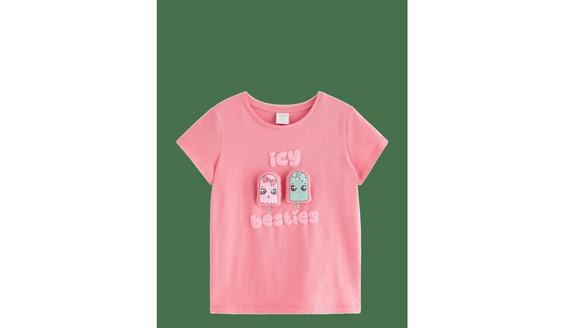 LINDEX Top With Application - PINK - 116 – kuva 1/2