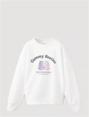MANGO Printed Cotton Sweatshirt - NATURAL WHITE - 140 – kuva 1/3