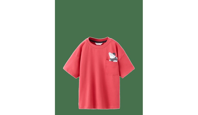 MANGO Cotton Printed T-Shirt - RED - 92 – kuva 1/2