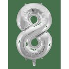 JOKER Foil Balloon Number 8 Silver 86 Cm - SILVER - 86 cm