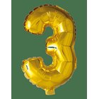 JOKER Foil Balloon Number 3 Gold 86 Cm - GOLD - 86 cm