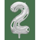 JOKER Foil Balloon Number 2 Silver 86 Cm - SILVER - 86 cm