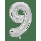 JOKER Foil Balloon Number 9 Silver 86 Cm - SILVER - 86 cm