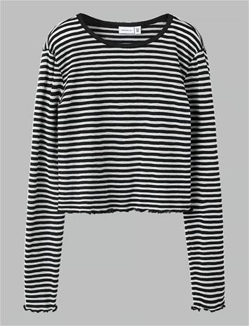 name it Nkfbertis Ls Sh Top - Black - 146-152