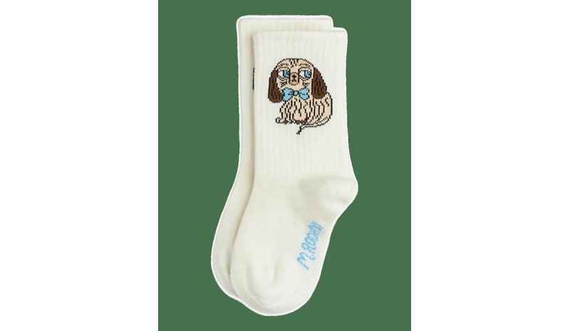 MINI RODINI Dog 1-Pack Socks - OFF-WHITE - 20/23 – kuva 1/2