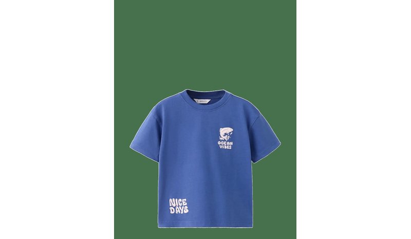 MANGO Short-Sleeved Printed T-Shirt - MEDIUM BLUE - 110 – kuva 1/2