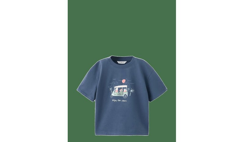 MANGO Printed T-Shirt With Interactive Flap - MEDIUM BLUE - 92 – kuva 1/2