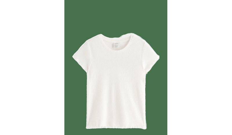 LINDEX Ribbed Top - LIGHT DUSTY WHITE - 98 – kuva 1/2
