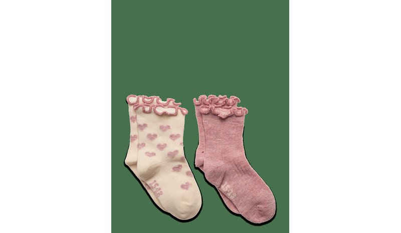 MINYMO Socks W. Lettuce Edge (2-Pack) - LIGHT ROSE - 35\38 – kuva 1/2