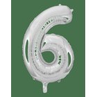 JOKER Foil Balloon Number 6 Silver 86 Cm - SILVER - 86 cm