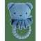 SMALLSTUFF Rattle, Bear Face On Silicone Ring, Blue - BLUE - One Size – kuva 1