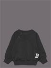 MINI RODINI Basic Solid Sweatshirt - BLACK - 140-146