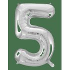 JOKER Foil Balloon Number 5 Silver 86 Cm - SILVER - 86 cm