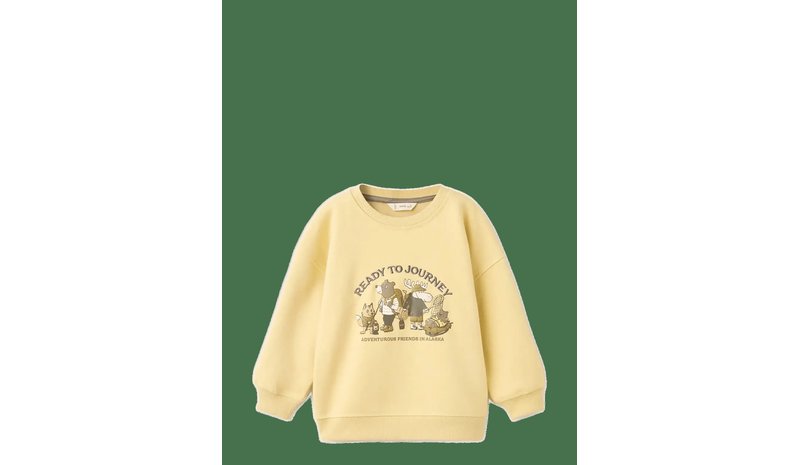 MANGO Printed Embroidered Sweatshirt - YELLOW - 2-3 – kuva 1/2