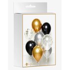 IPK Balloon Arrangement Package Gold Black Silver 8 Balloons - BLACK - One Size